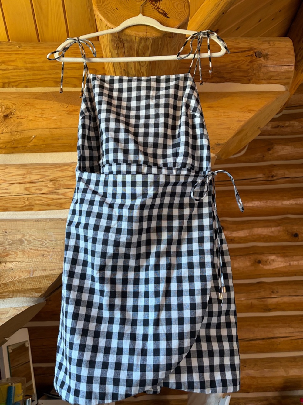 Black & White Gingham Tie-Strap Sundress - Wild Honey